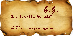 Gavrilovits Gergő névjegykártya